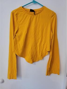 Out From Under Mustard Yellow Long Sleeve Crop Top Size Large